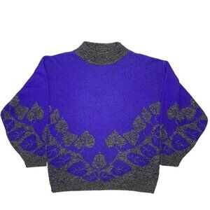 World Trade Knits Color Inversion Leaf Sweater: Size Medium